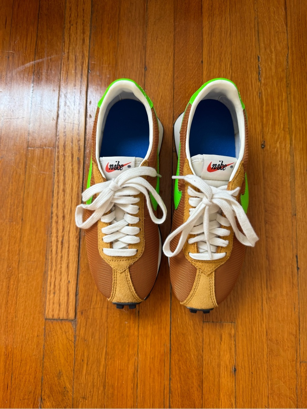 Nike Women’s Brown and Neon Green Retro Sneakers